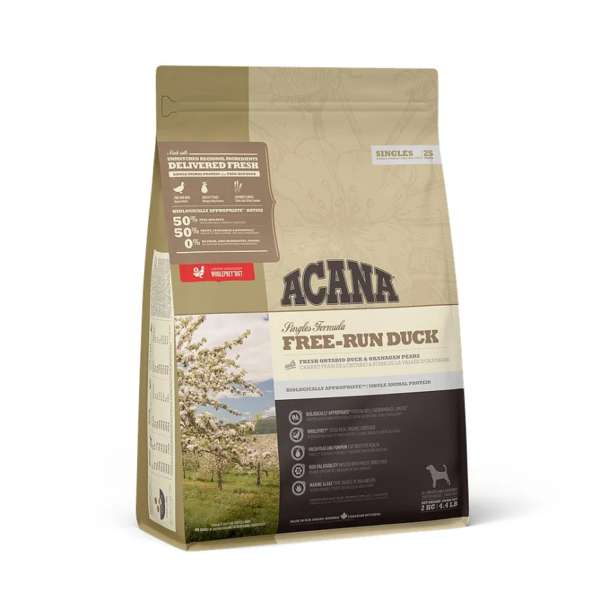Acana Cane Free-Run Duck Singles Crocchette Anatra e Pera Sacco 2kg