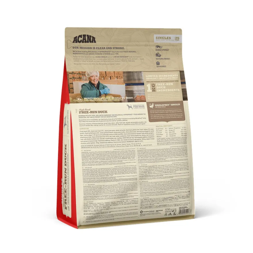 Acana Cane Free-Run Duck Singles Crocchette Anatra e Pera Sacco 2kg