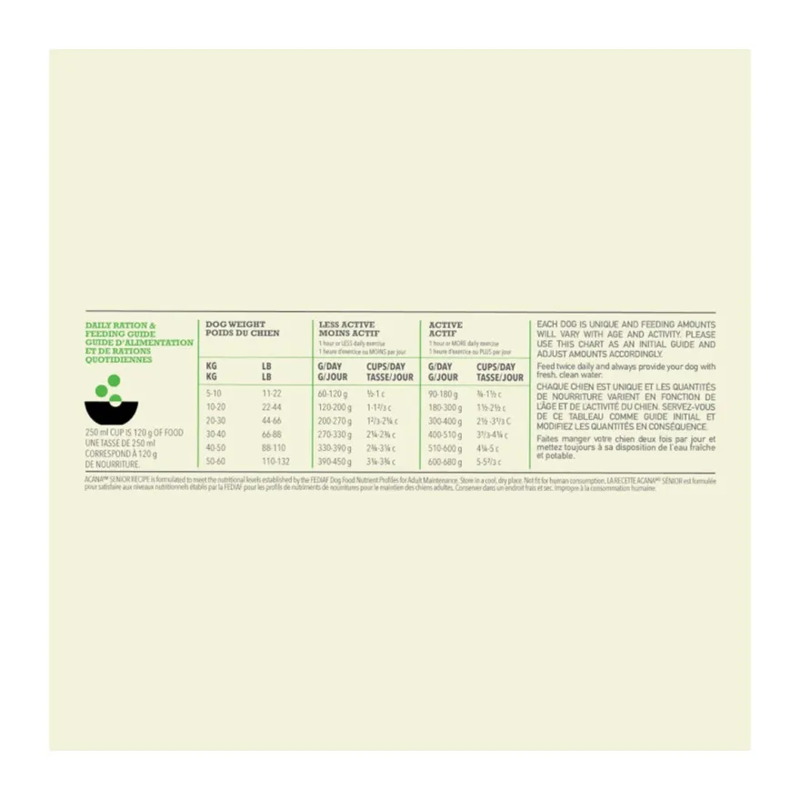 Acana Cane Senior Crocchette Pollame e Passera del Pacifico Sacco 2kg