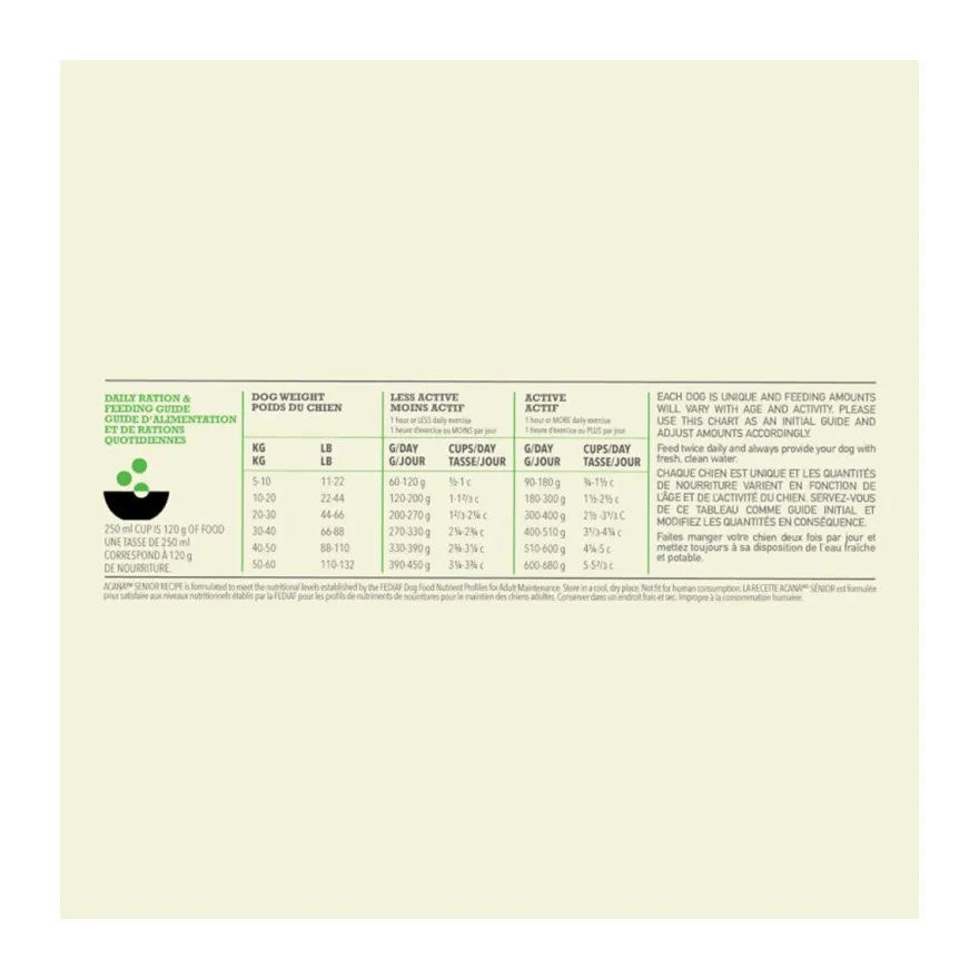 Acana Cane Senior Crocchette Pollame e Passera del Pacifico Sacco 2kg