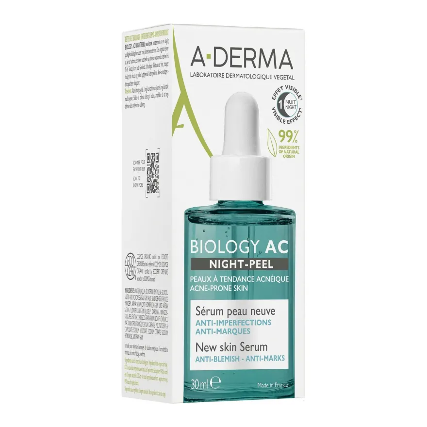 A-Derma Biology Ac Night-Peel Siero Anti-imperfezioni Anti-Segni Residui 30ml