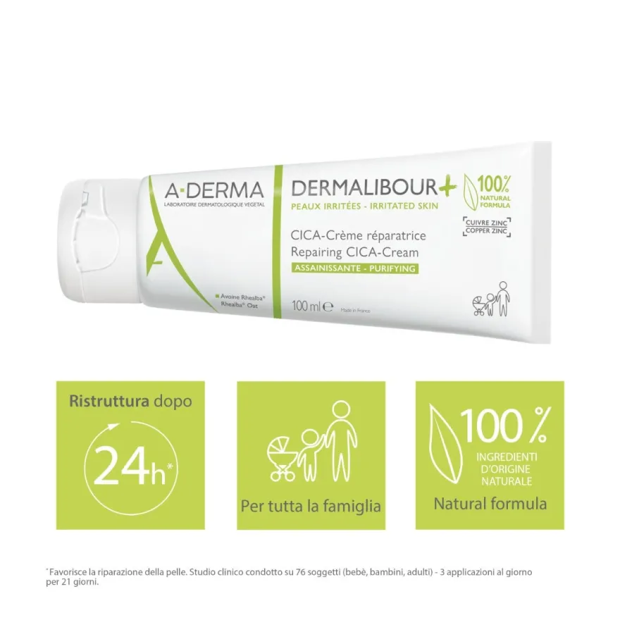 Aderma Dermalibour+ Cica-Crema Ristrutturante Purificante Pelli Irritabili 100ml