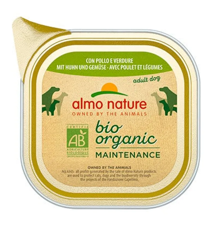 Almo Nature Bio Organic Maintenance Pollo Verdure Cibo Umido Cani Adulti Vaschetta 300g