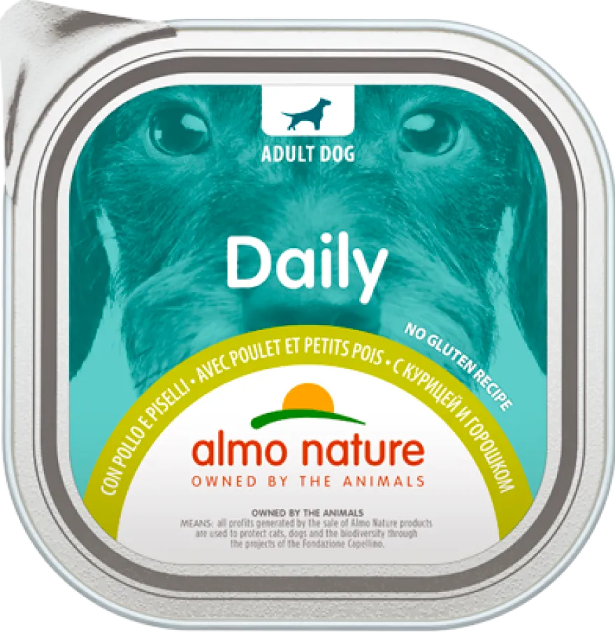 Almo Nature Daily Menù Cibo Umido Pollo/Piselli Per Cani Adulti Vaschetta 100g