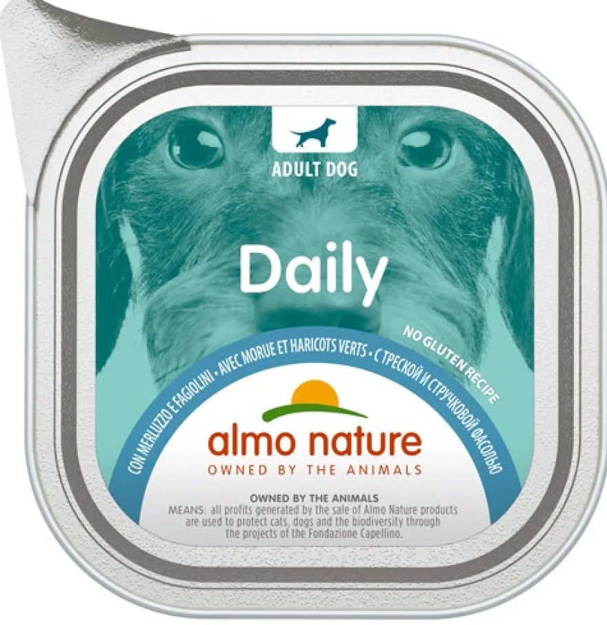 Almo Nature Daily Menu Cibo Umido Merluzzo E Fagiolini Cani Adulti Vaschetta 100g
