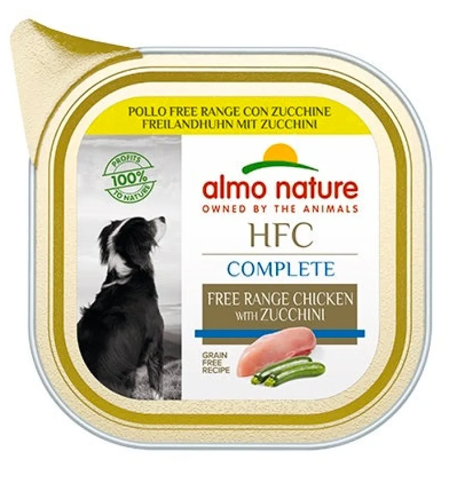 Almo Nature HCF Complete Pollo Free Range Con Zucchini Per Cani Adulti Vaschetta 85g