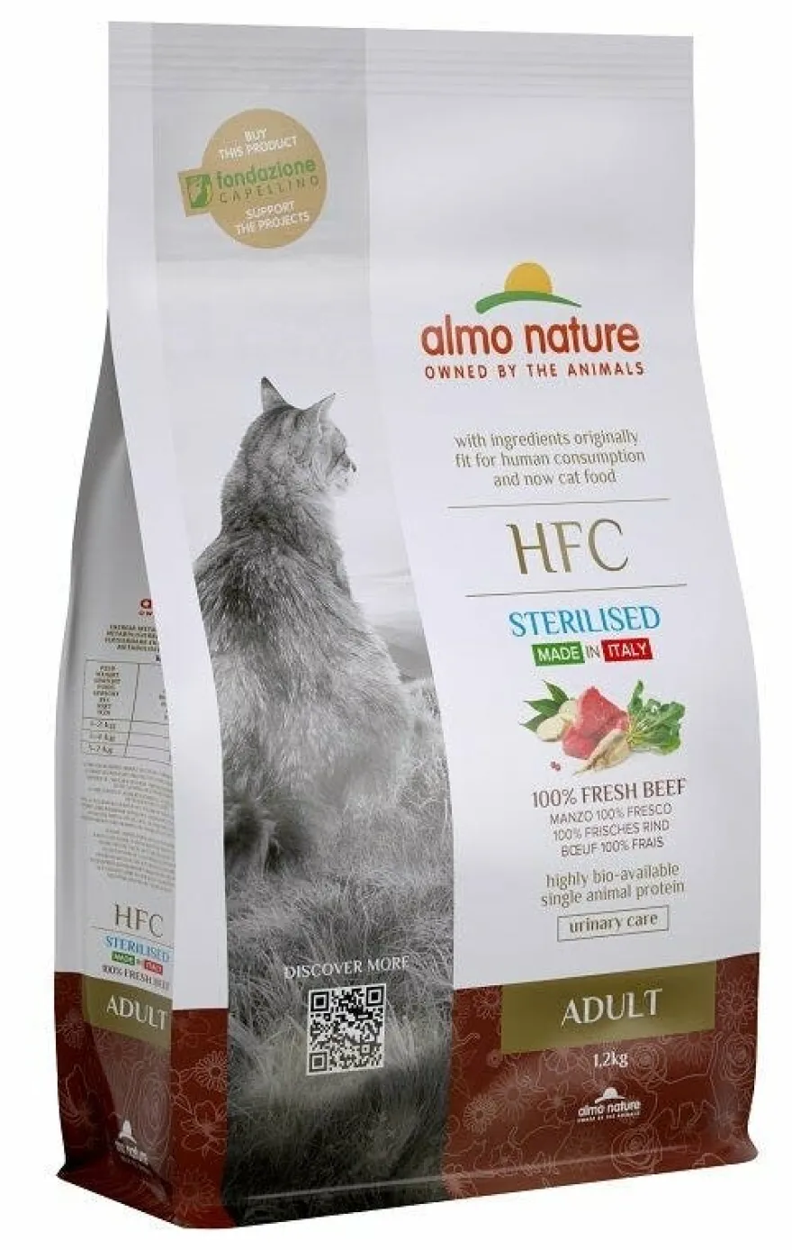 Almo Nature HFC Cibo Secco Manzo Per Gatti Adulti Sterilizzati Sacco 1,2kg