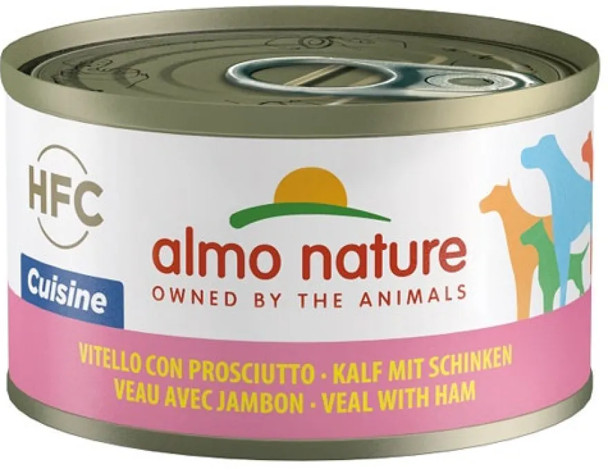 Almo Nature HFC Cuisine Vitello con Prosciutto Cibo Umido Per Cani Adulti Lattina 95g