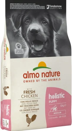 Almo Nature Holistic Puppy Crocchette Pollo Cani Cuccioli Taglia Media Sacco 12kg