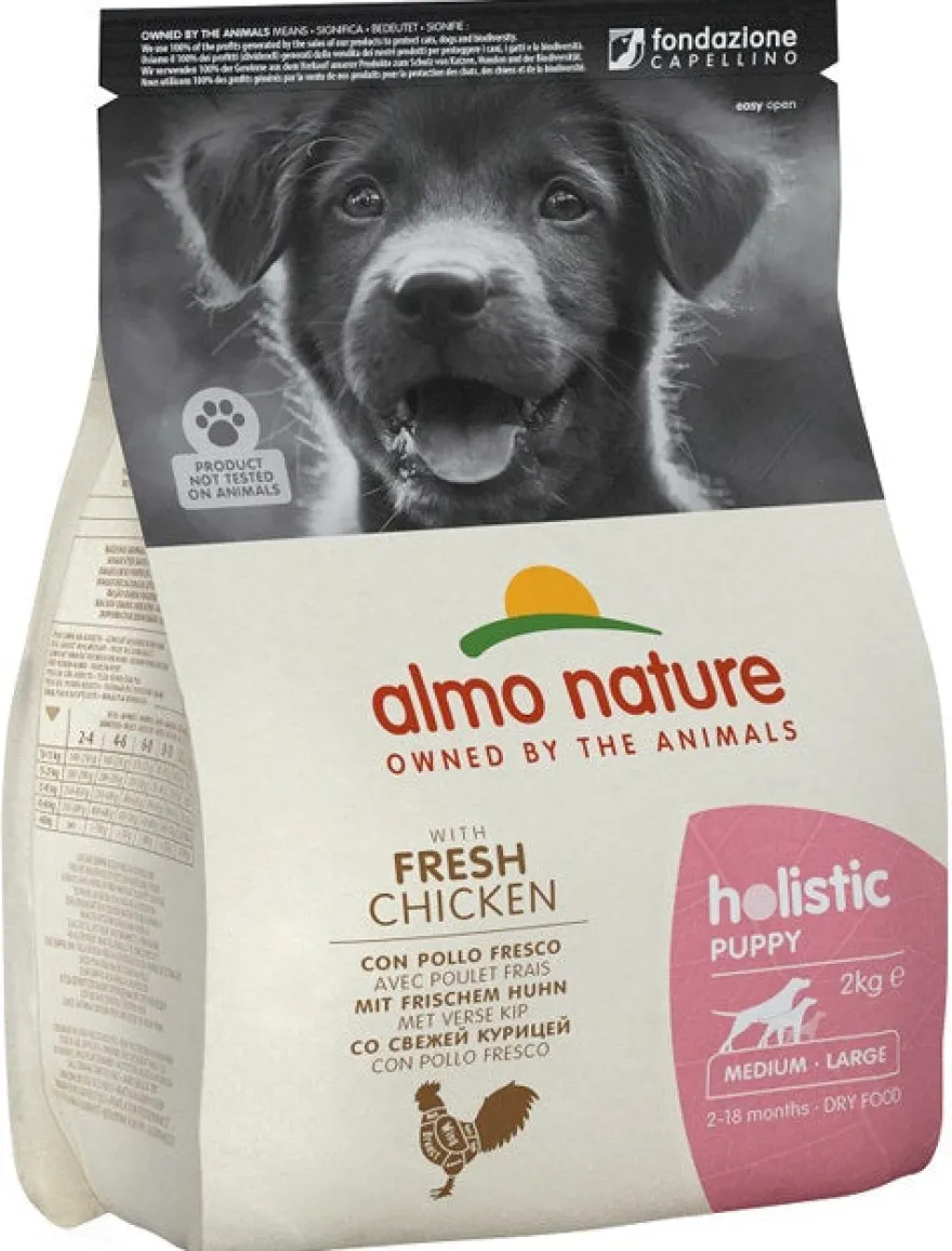 Almo Nature Holistic Puppy Crocchette Pollo E Riso Cani Cuccioli Taglia Media Grande Sacco 2kg