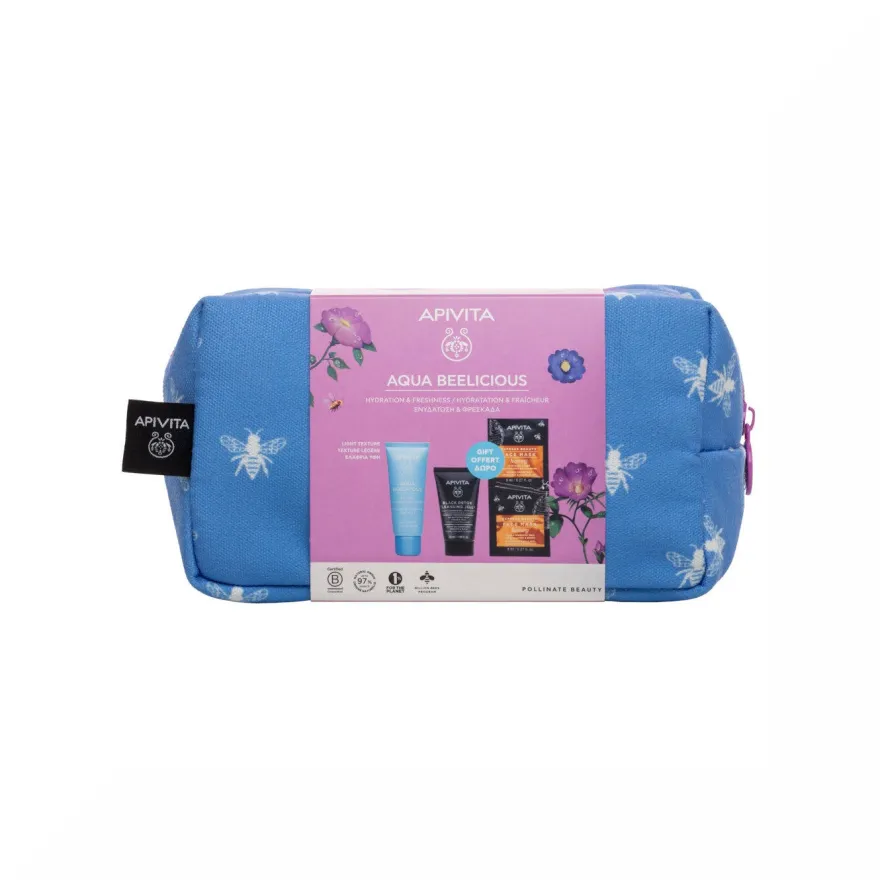 Apivita Aqua Beelicious Texture Leggera+ Gel Detergente Viso+ Maschera+ Pochette