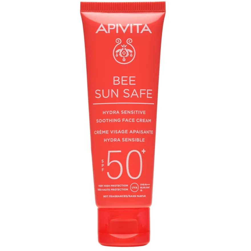 Apivita Bee Sun Safe Crema Viso Lenitiva Hydra Sensitive Pelli Sensibili SPF50+ 50ml