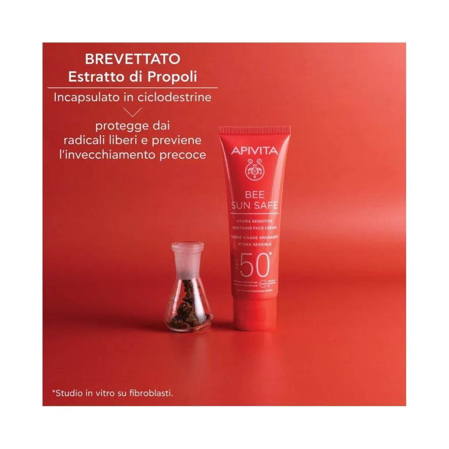 Apivita Bee Sun Safe Crema Viso Lenitiva Hydra Sensitive Pelli Sensibili SPF50+ 50ml