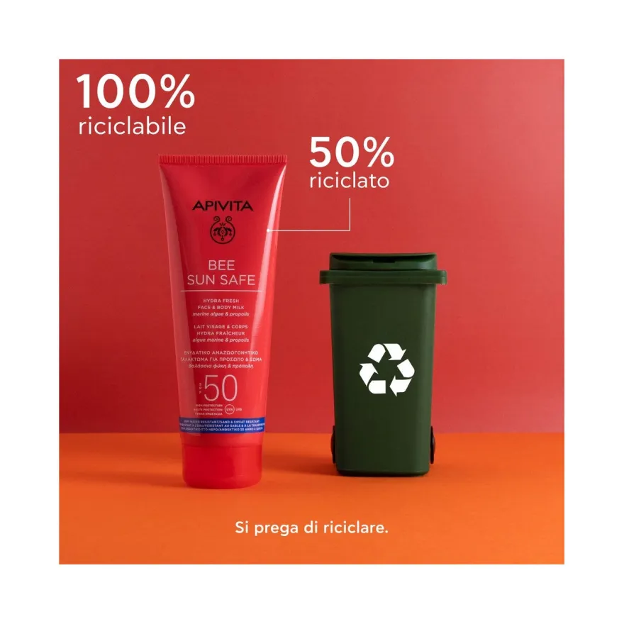 Apivita Bee Sun Safe Hydra Fresh Latte Solare SPF50 Viso Corpo 200ml