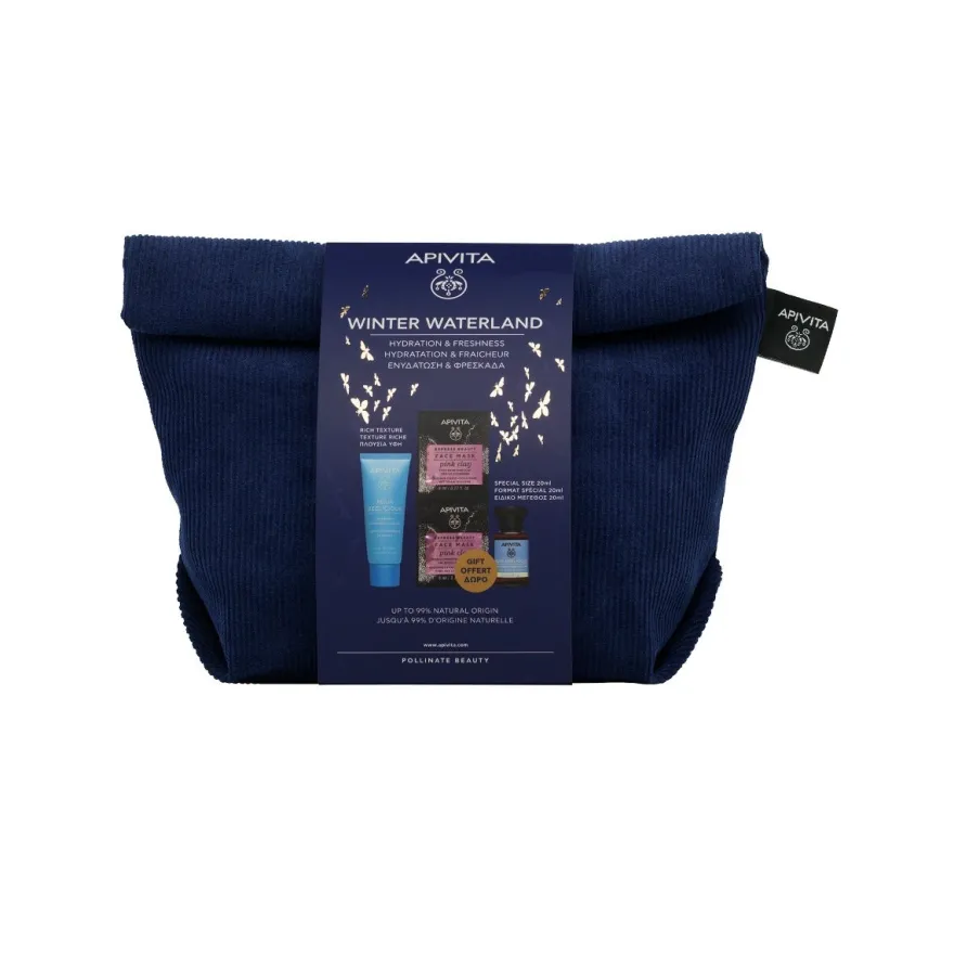 Apivita Cofanetto Aqua Beelicious Crema Comfort Idratante 40ml+Tonico Idratante 20ml+Maschera Argilla Rosa 2x8ml