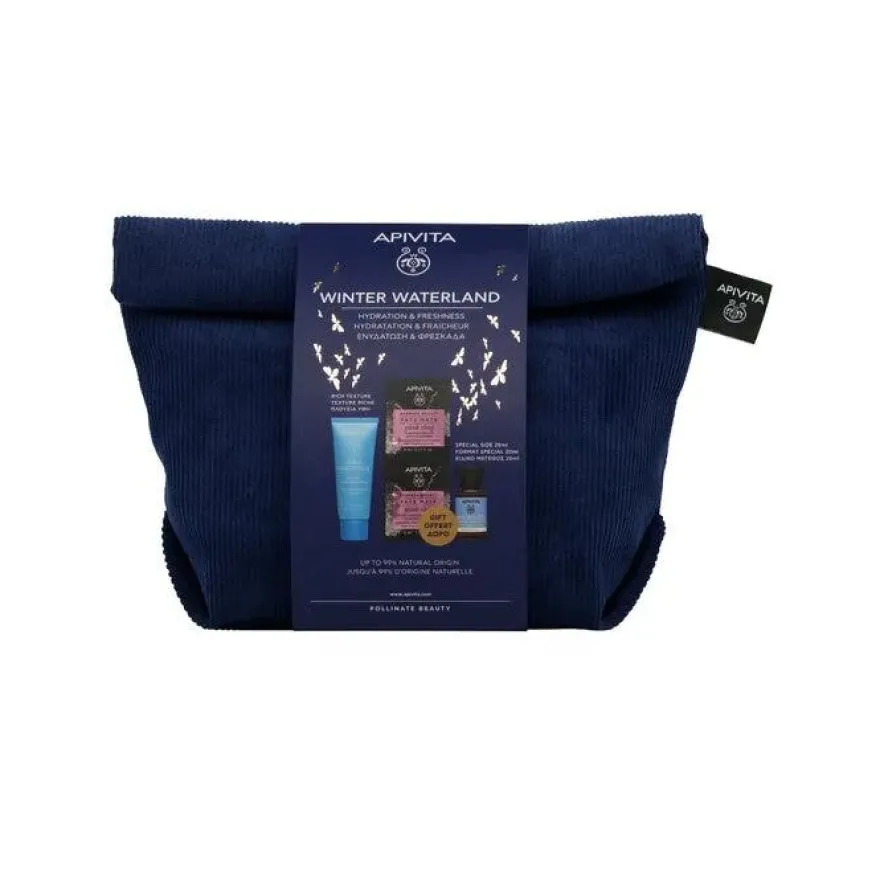 Apivita Cofanetto Aqua Beelicious Crema Comfort Idratante 40ml+Tonico Idratante 20ml+Maschera Argilla Rosa 2x8ml