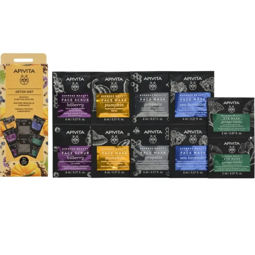 Apivita Express Beauty Dieta Detox Set 4 Maschere Viso
