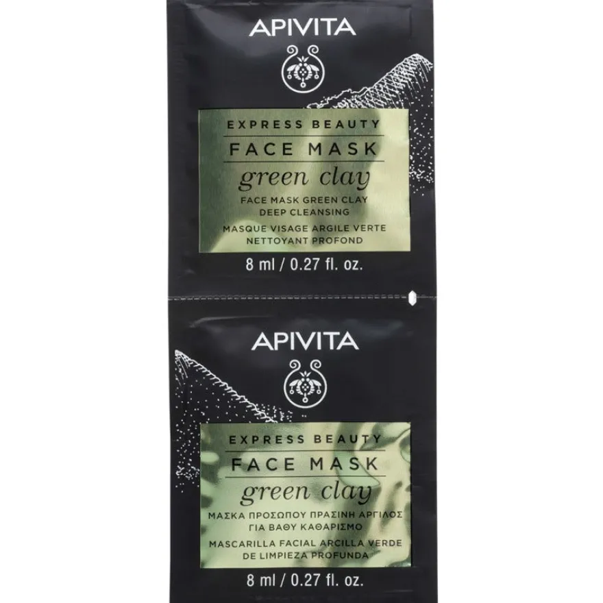 Apivita Express Beauty Maschera Viso Detergente Argilla Verde 2x8ml