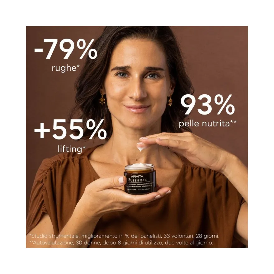 Apivita Queen Bee Light Crema Viso Anti-Età Assoluta&Rigenerante Texture Leggera 50ml