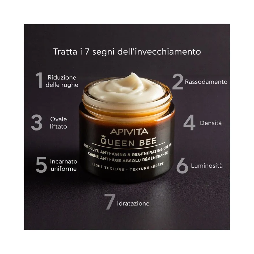 Apivita Queen Bee Light Crema Viso Anti-Età Assoluta&Rigenerante Texture Leggera 50ml