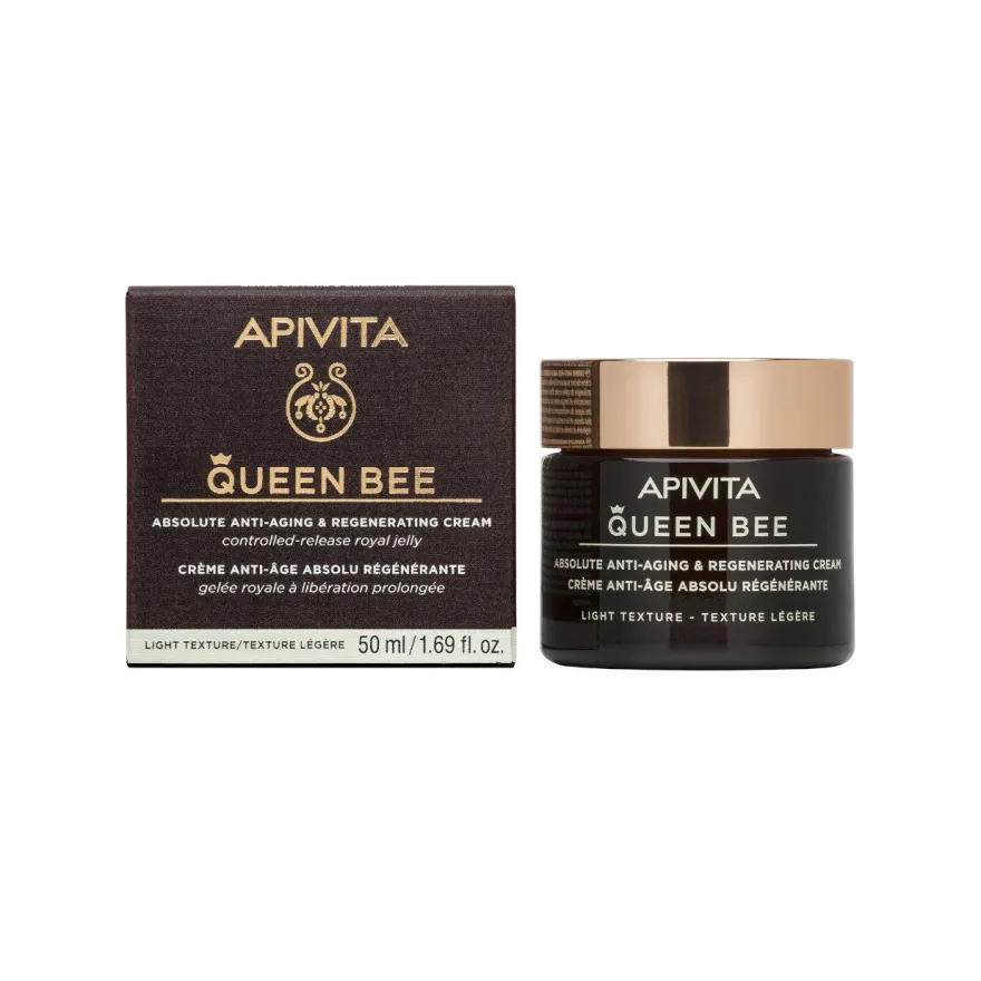 Apivita Queen Bee Light Crema Viso Anti-Età Assoluta&Rigenerante Texture Leggera 50ml