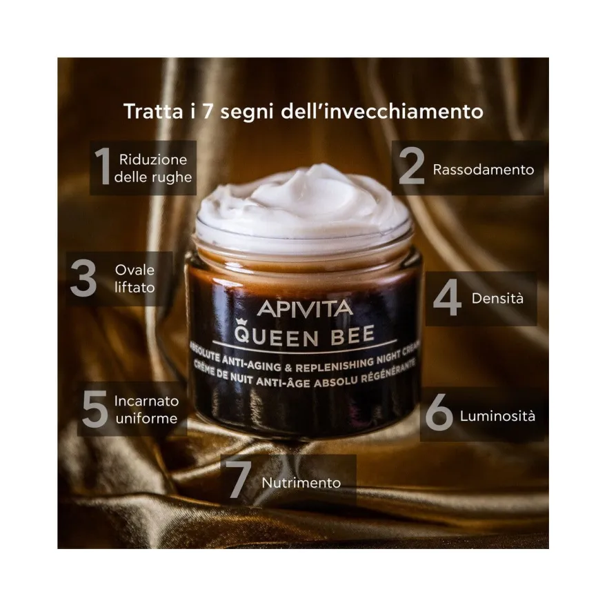 Apivita Queen Bee Night Crema Viso Notte Anti-Età Assoluta&Rimpolpante 50ml