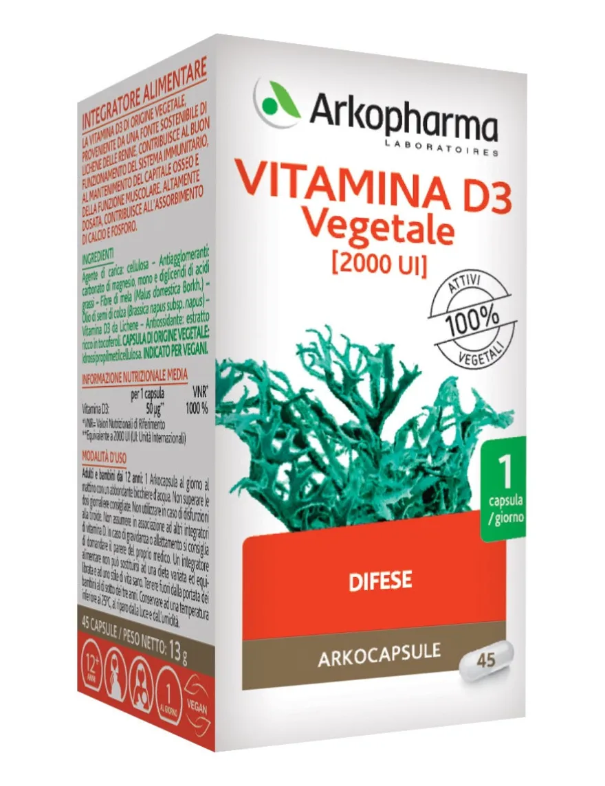 Arkopharma Vitamina D3 Vegetale 45 Capsule