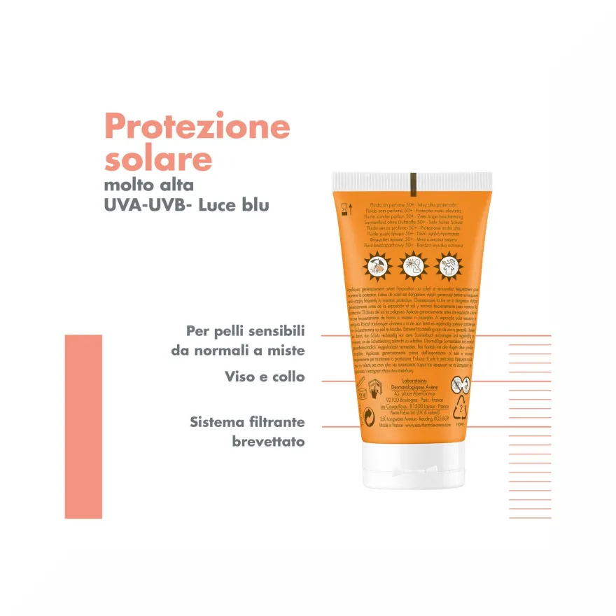 Avène Fluido Senza Profumo SPF 50+ Solare Viso 50ml