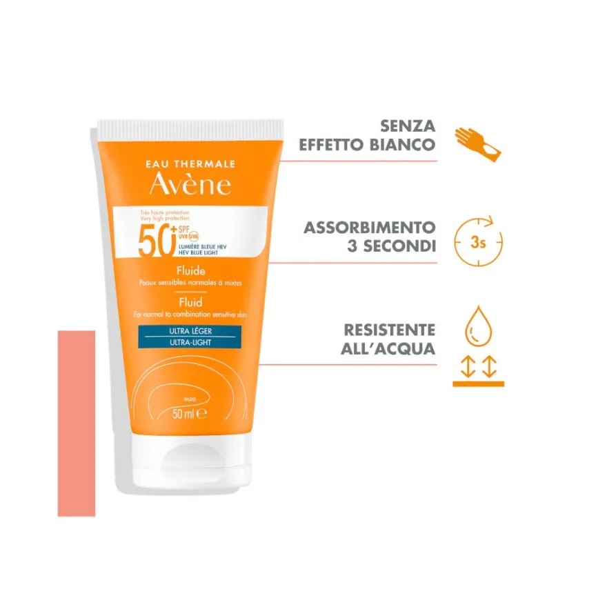 Avène Fluido SPF 50+ Solare Viso 50ml Protezione UV