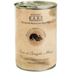 Barf Cibo Umido Trito Di Coniglio E Manzo Per Cani/Gatti Lattina 400g