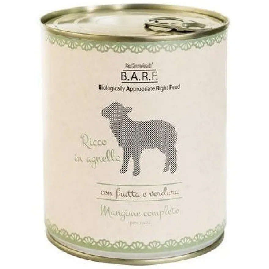 Barf Menu Completo Cibo Umido Trito Agnello Cani 800g