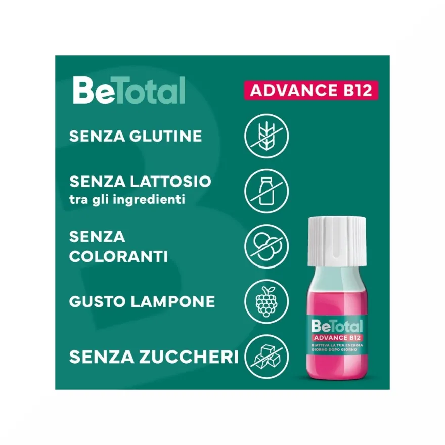 Be-Total Advance B12 50+ Anni Integratore Alimentare Vitamina B12 Zinco 15 Flaconcini