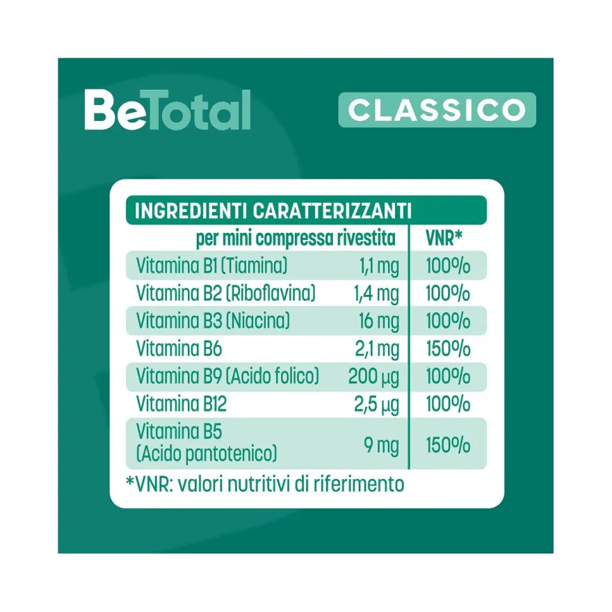 Be-Total Integratore Alimentare Vitamina B/B3/B12 Acido Folico Energia Per Adulti 40 Compresse