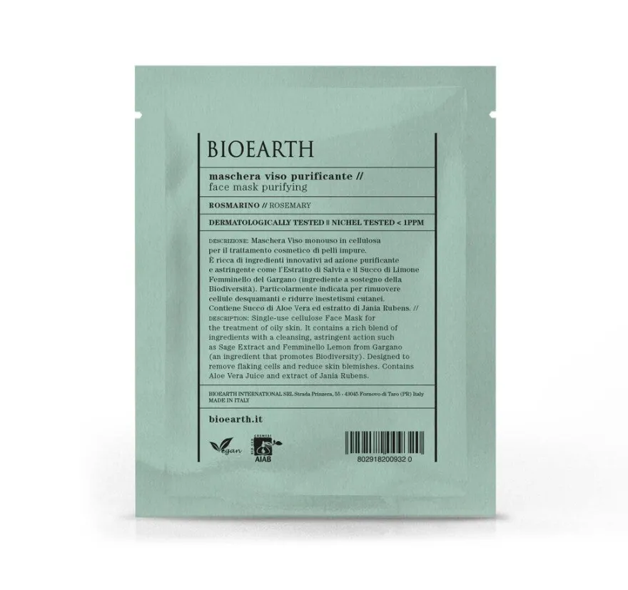 Bioearth Maschera Viso Purificante Per Pelli Impure Viso 15ml