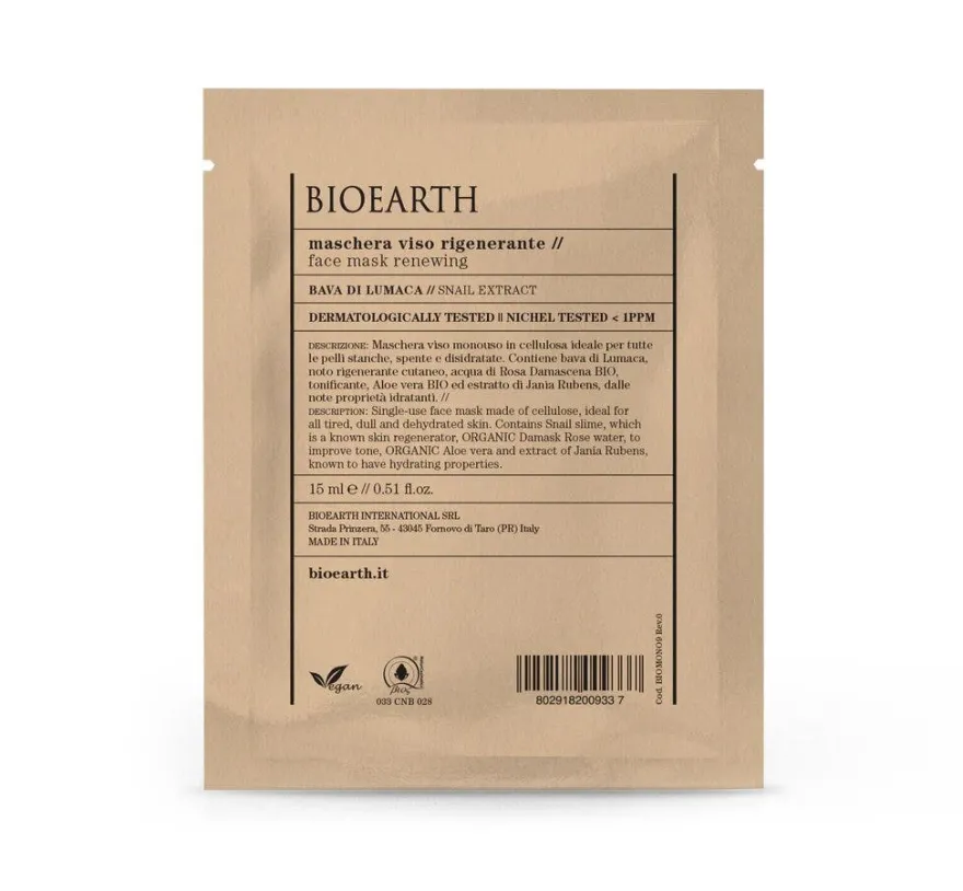Bioearth Maschera Viso Rigenerante Monouso 15ml