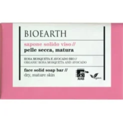 Bioearth Sapone Solido Viso Rosa Mosqueta/Avocado Bio Pelle Secca/Matura 150g