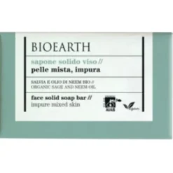 Bioearth Sapone Solido Viso Salvia/Olio Neem Bio Pelle Mista/Impura 150g