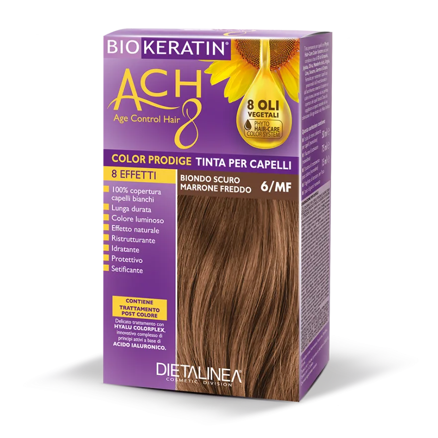 Biokeratin ACH 8 Kit Tinta Per Capelli 6/MF Biondo Scuro Marrone Freddo