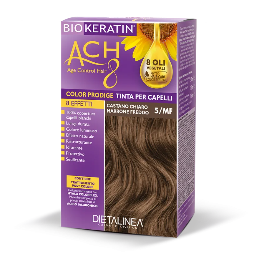 Biokeratin ACH 8 Kit Tinta Per Capelli 5/MF Castano Chiaro Marrone Freddo