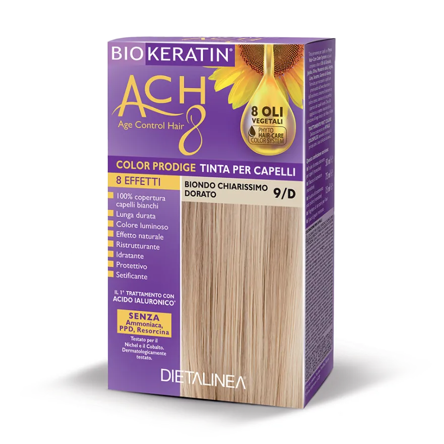 Biokeratin Ach8 Tinta per Capelli Biondo Chiarissimo Dorato 9/D