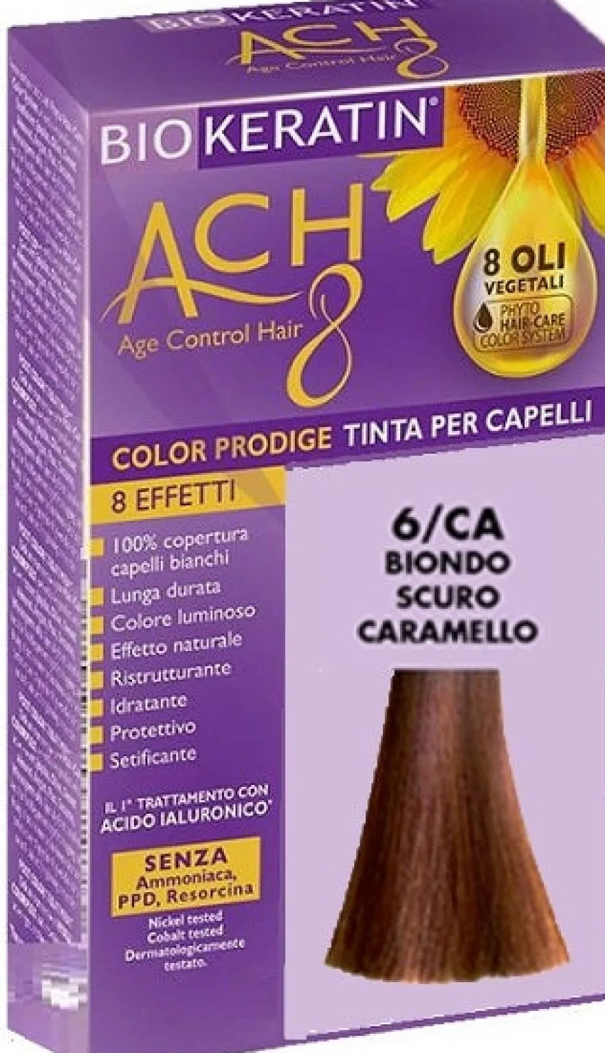 Biokeratin Ach8 Tinta per Capelli Biondo Scuro Caramello 6/CA