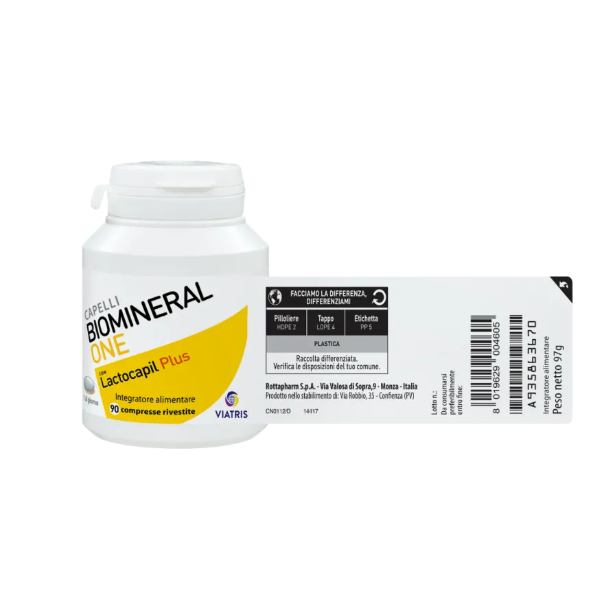 Biomineral One Lacto Plus Capelli 90 Compresse - Rinforza Capelli