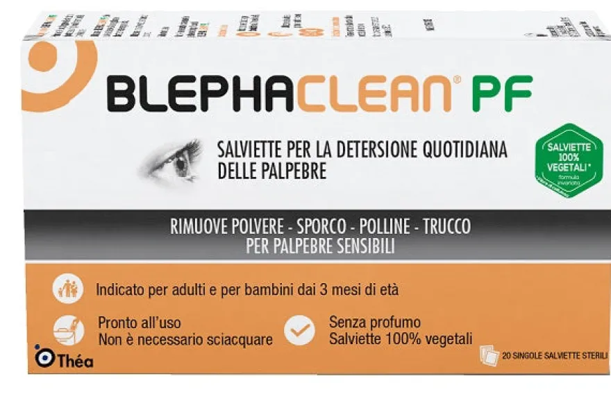 Blephaclean pf Salviette Detersione Quotidiana Palpebre Senza Profumo 20 Pezzi