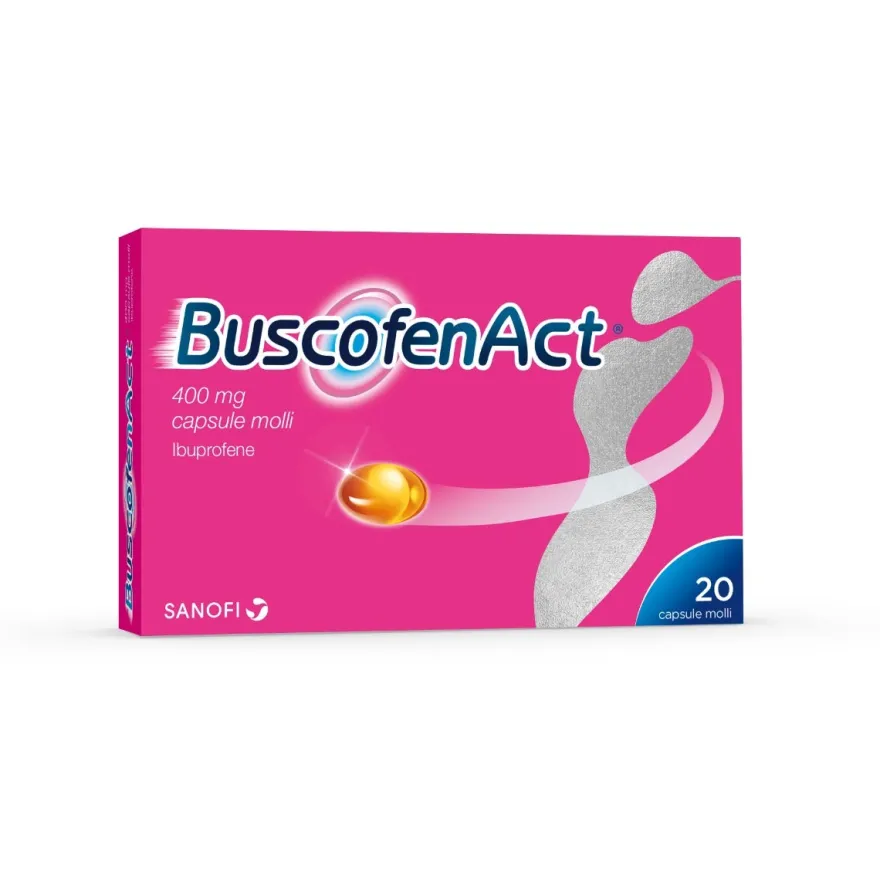 BuscofenAct 400 mg Con Ibuprofene Analgesico Contro Dolori Forti Da Ciclo 20 Capsule Molli