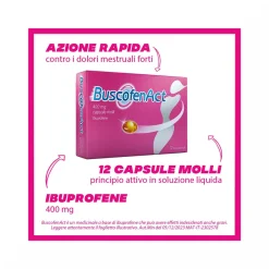 BuscofenAct 400 mg Con Ibuprofene Analgesico Contro Dolori Forti Da Ciclo 12 Capsule Molli
