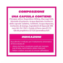 BuscofenAct 400 mg Con Ibuprofene Analgesico Contro Dolori Forti Da Ciclo 12 Capsule Molli