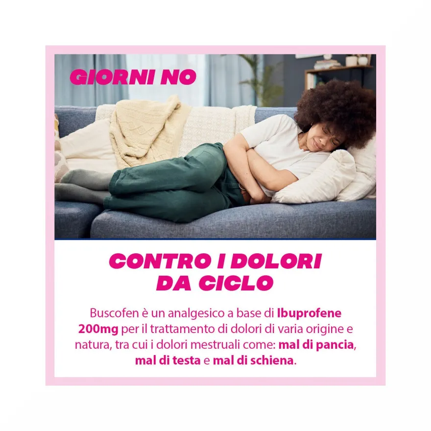 Buscofen 200 mg Con Ibuprofene Analgesico Contro Dolori Da Ciclo 12 Capsule Molli