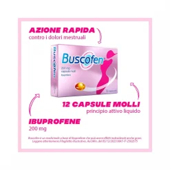 Buscofen 200 mg Con Ibuprofene Analgesico Contro Dolori Da Ciclo 12 Capsule Molli