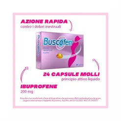 Buscofen 200mg Con Ibuprofene Analgesico Contro Dolori Da Ciclo 24 Capsule Molli