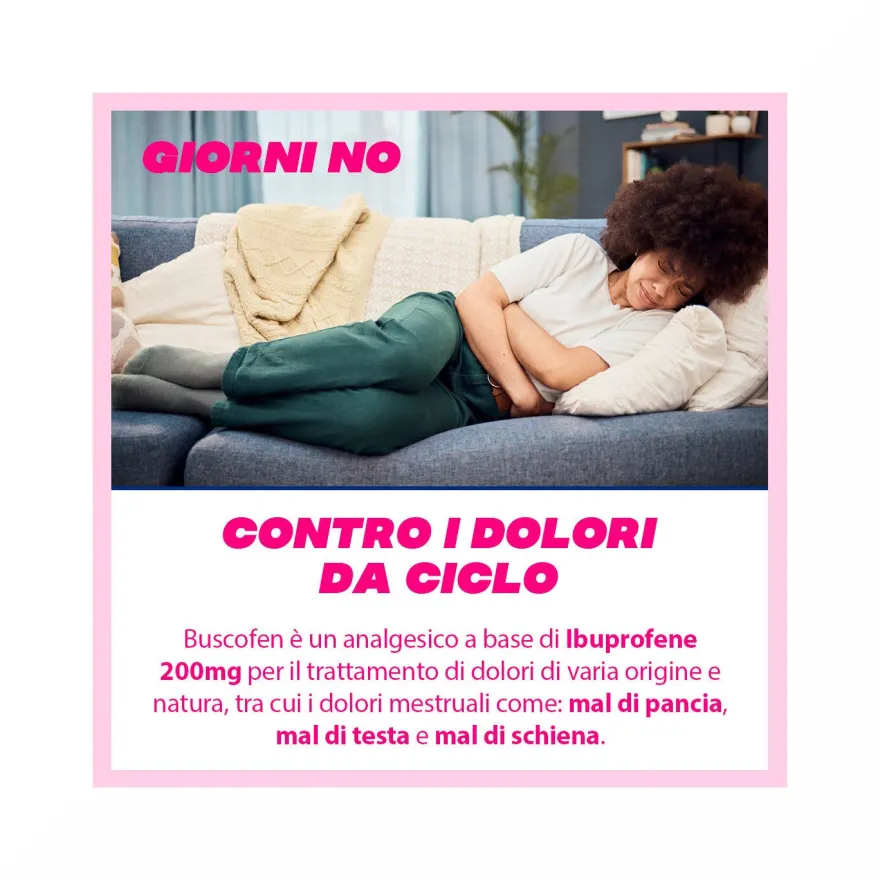 Buscofen 200mg Con Ibuprofene Analgesico Contro Dolori Da Ciclo 24 Capsule Molli